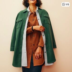 Kit & Ace Hygge Fleece Shirt Jacket Green Sz XS